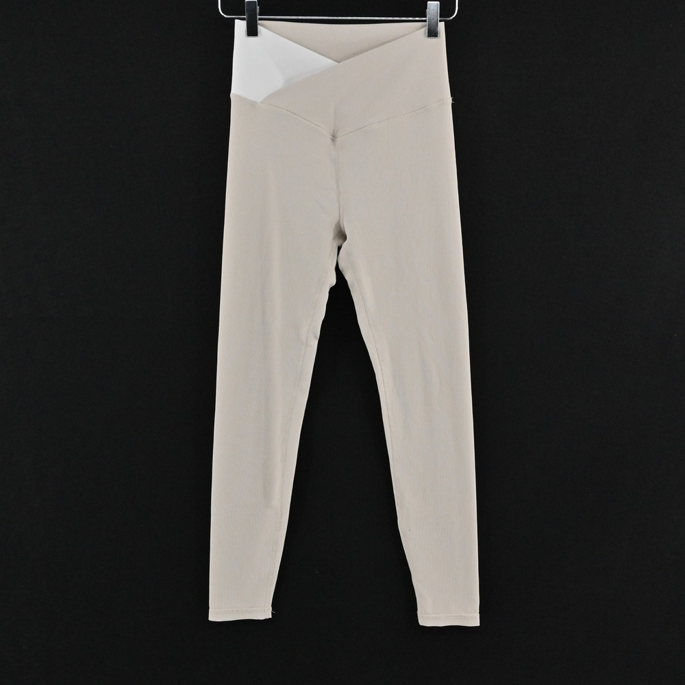 WILO The Label Womens Colorblock V Waist Leggings Size S Beige Athleisure Ribbed